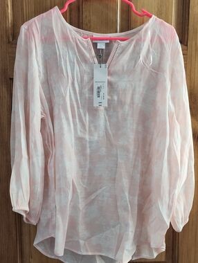 Liz Claiborne Light Pink Tie-Dye Peasant Tunic